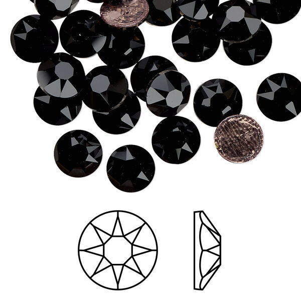 Flat back 12pk jet foil back, Crystal Passions® hotfix rhinestone 7.07-7.27mm rose round SS34 2078HF image number 0