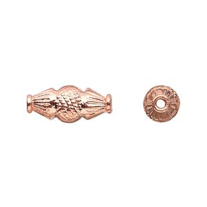 Bead, copper, 18x7mm fancy oval. Sold per pkg of 10.