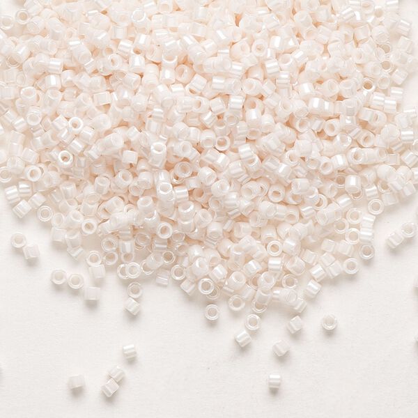 Seed bead, Delica®, glass, pkg/7.5g, #11 round, opaque glazed luster bisque white (DB-1530). image number 0