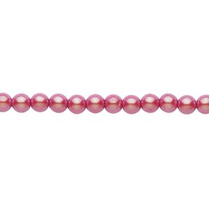 Bead, Czech pearl-coated glass druk, opaque iridescent red, 4mm round. Sold per 15-1/2" to 16" strand.
