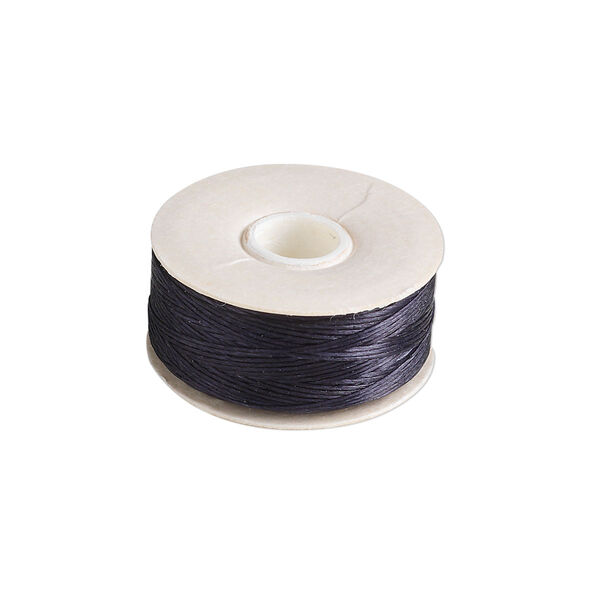 Thread, Nymo®, nylon, black, size B. Sold per 72-yard bobbin. image number 0