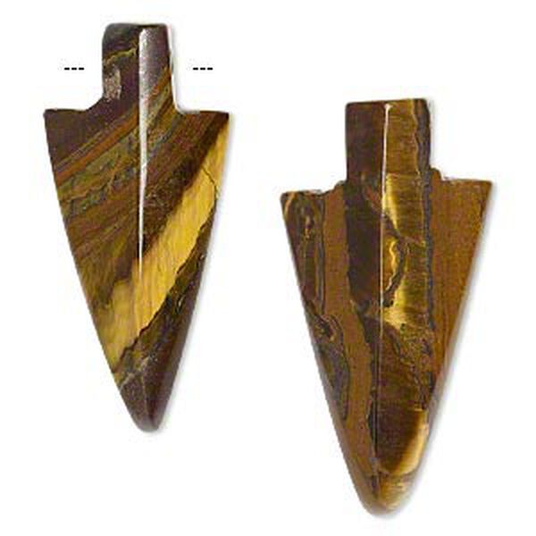 Focal, tiger iron (natural), 38x17mm-42x19mm arrowhead, B grade, Mohs hardness 7. Sold per pkg of 2. image number 0