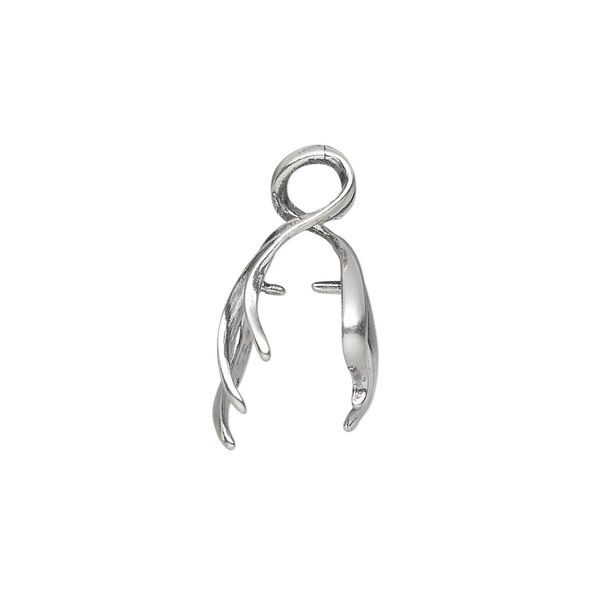 Bail, ice-pick, lightly antiqued sterling silver, 18x13mm twisted branch, 5mm grip length. Sold individually. image number 1