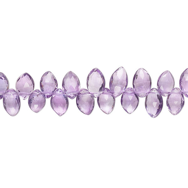 Amethyst 1pkg1, hand-cut top-drilled faceted puffed marquise bead natural B+ grade, 8 inch 7x4mm-7x5mm image number 0