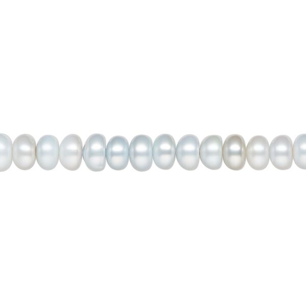 Pearl, cultured freshwater (dyed), polar blue, 5-6mm button, C grade, Mohs hardness 2-1/2 to 4. Sold per 15-inch strand. image number 0