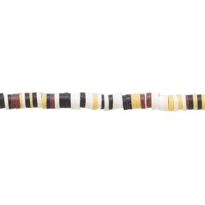 Bead, polymer clay, opaque multi-brown, 3x1mm heishi. Sold per pkg of (2) 16-inch strands.