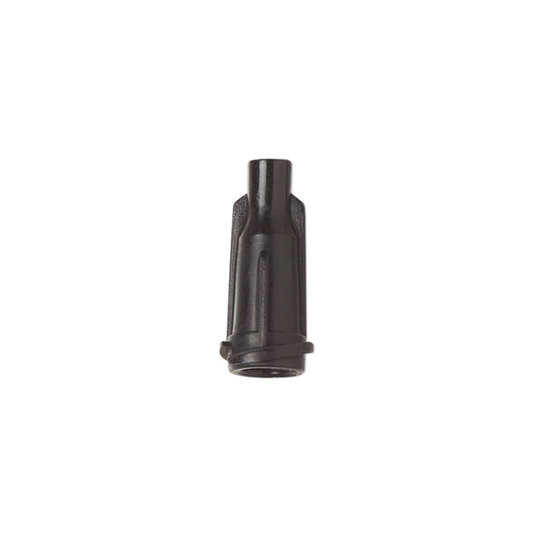 Syringe cap, polypropylene, black, 2/3 x 1/3 inch. Sold per pkg of 20. image number 0