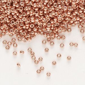 Seed bead, Miyuki, glass, pkg/35g, #15 rocaille, opaque galvanized muscat, (RR-1072).