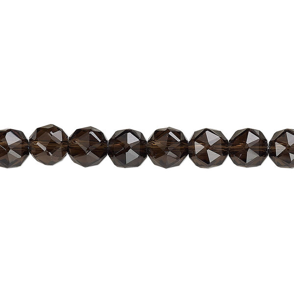 Bead, smoky quartz (heated / irradiated), 6mm rose-cut round, B+ grade, Mohs hardness 7. Sold per 8-inch strand, approximately 30 beads. image number 0