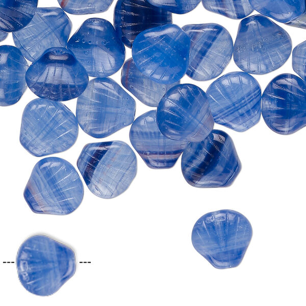 Bead, Czech pressed glass, translucent blue and dark blue, 9mm textured shell. Sold per 1-ounce pkg, approximately 55 beads. image number 0