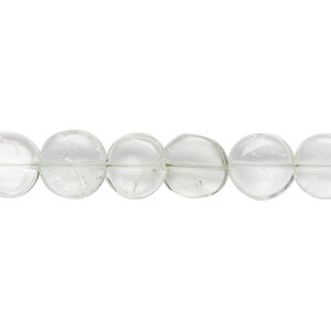 Green quartz 1pkg1, hand-cut puffed flat round bead 7 inch 8-9mm