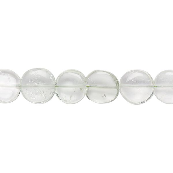 Green quartz 1pkg1, hand-cut puffed flat round bead 7 inch 8-9mm image number 0