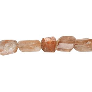 Bead, sunstone (natural), mini to small hand-cut faceted nugget with 0.4-1.4mm hole, C- grade, Mohs hardness 6 to 6-1/2. Sold per 8-inch strand.