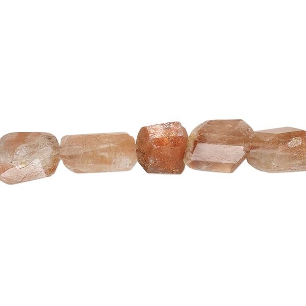 Bead, sunstone (natural), mini to small hand-cut faceted nugget with 0.4-1.4mm hole, C- grade, Mohs hardness 6 to 6-1/2. Sold per 8-inch strand. image number 0