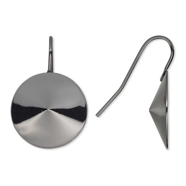 Ear wire, Almost Instant Jewelry®, gunmetal-finished brass, 23mm fishhook with 18mm rivoli setting, 18-20 gauge. Sold per pkg of 5 pairs. image number 0