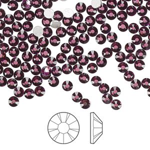 Flat back 1440pk amethyst foil back, Preciosa MAXIMA Czech crystal hotfix rhinestone 3-3.2mm chaton rose round SS12