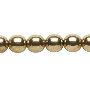 Bead, Czech glass druk, opaque light bronze, 10mm round. Sold per 15-1/2" to 16" strand.