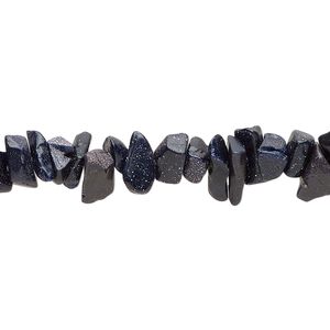 Bead, blue goldstone (manmade), opaque, small to large chip. Sold per 35-inch strand.