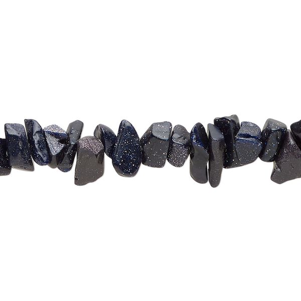 Bead, blue goldstone (manmade), opaque, small to large chip. Sold per 35-inch strand. image number 0