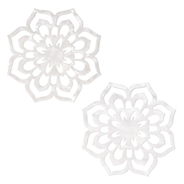 Focal, resin, white, 50mm flower with cutouts. Sold per pkg of 2. image number 0