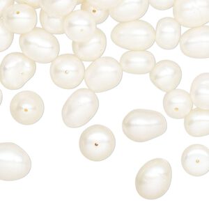Pearl mix, cultured freshwater (bleached), white, 5-8mm mixed shape, D grade, Mohs hardness 2-1/2 to 4. Sold per 2-ounce pkg.