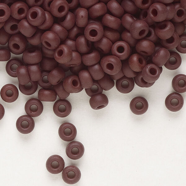 Seed bead, Miyuki, glass, pkg/250g, #6 rocaille, opaque matte espresso, (RR-409F). image number 0
