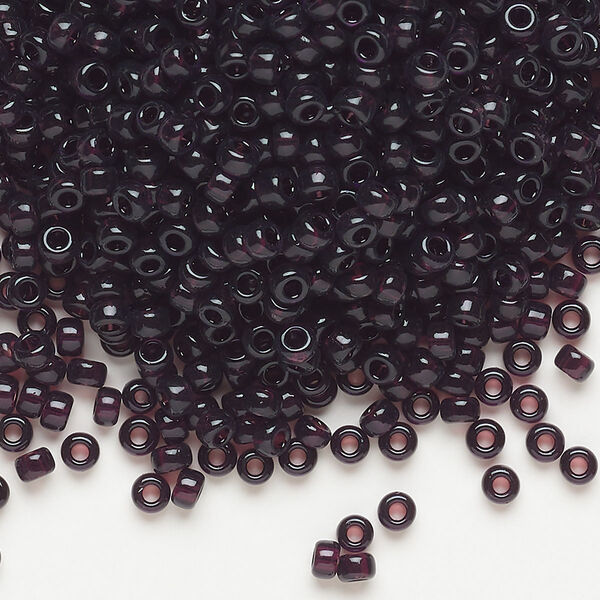 Seed bead, Miyuki, glass, pkg/250g, #8 rocaille, transparent extra dark smoky amethyst (RR-2402). image number 0