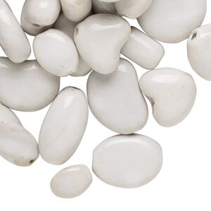 Bead mix, porcelain, white, 14x8mm-22mm mixed shapes with 1.5-2.5mm hole. Sold per pkg of 48.