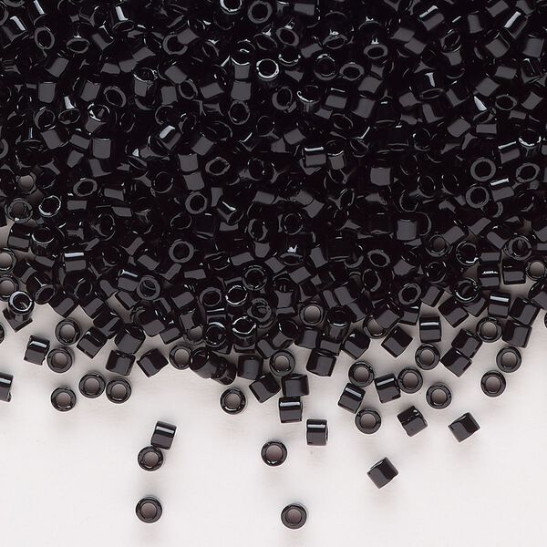 Seed bead, Delica®, glass, pkg/250g, #10 round, opaque black (DBM-0010). image number 0