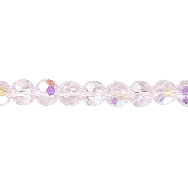 Bead 1pk 32 facets translucent pink AB, Celestial Crystal® 6mm round 15.5-16 inch image number 0