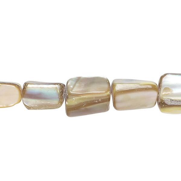 Mother-of-pearl shell 1pkg1, stick bead 15 inch yellow / beige 9x5mm-12x8mm image number 0