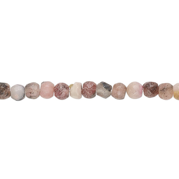 Bead, rhodonite (natural), 4x3mm-5x4mm hand-cut faceted rondelle, D grade, Mohs hardness 5-1/2 to 6-1/2. Sold per 13-inch strand. image number 0