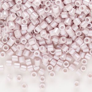 Seed bead, Delica®, glass, pkg/50g, #8 round, opaque glazed luster pale rose (DBL-1534-1).