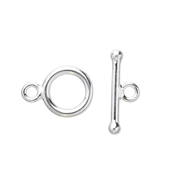 Clasp, toggle, sterling silver, 13mm plain smooth round. Sold individually. image number 0