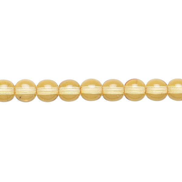 Bead, Czech dipped décor glass druk, melon, 6mm round. Sold per 16-inch strand. image number 0