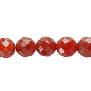 Carnelian 1pkg1, faceted round bead 15.5-16 inch 10mm