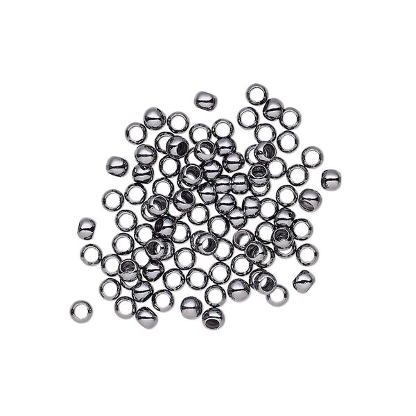 Crimp, gunmetal-plated brass, 2.5mm round, 1.5mm inside diameter. Sold per pkg of 100. image number 0