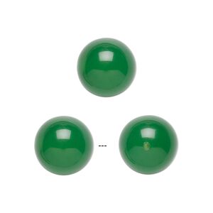 Green agate 1pkg2, half-drilled round bead 10mm