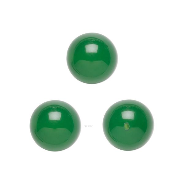 Green agate 1pkg2, half-drilled round bead 10mm image number 0