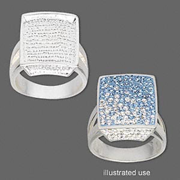 Ring, imitation rhodium-plated "pewter" (zinc-based alloy), 15.5x14.5mm square, size 8. Sold individually. image number 0