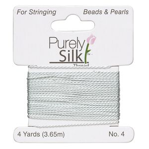 Thread, Purely Silk™, aqua blue, medium-heavy, size #4, 24-pound test. Sold per 4-yard card.