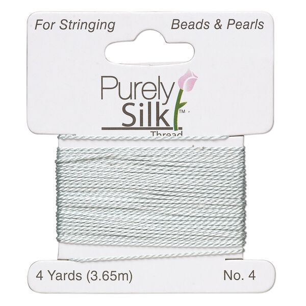 Thread, Purely Silk™, aqua blue, medium-heavy, size #4, 24-pound test. Sold per 4-yard card. image number 0