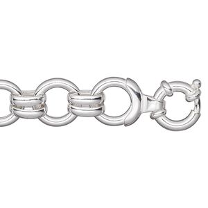 Chain, sterling silver, 16mm round, 7 inches with springring clasp. Sold individually.