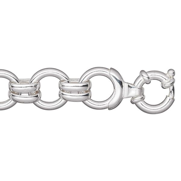 Chain, sterling silver, 16mm round, 7 inches with springring clasp. Sold individually. image number 0
