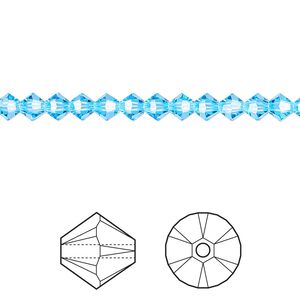 Bead 48pk aquamarine, Crystal Passions® 4mm bicone 5328