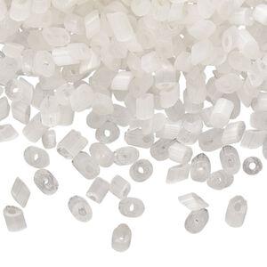 Bead, vintage Czech cat's eye glass (fiber optic glass), transparent white, 3x2mm-5x3mm parallelogram. Sold per 1.5-ounce pkg, approximately 1,200 to 1,300 beads.