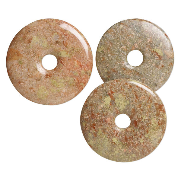 Focal mix, autumn jasper (natural), 49-55mm donut, B- grade, Mohs hardness 6-1/2 to 7. Sold per pkg of 3. image number 0
