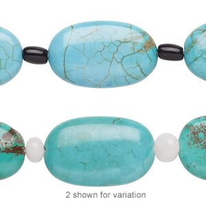 Bead mix, "turquoise" (imitation) resin / multi-gemstone (natural / dyed / heated) / glass, multicolored, 6x4mm-26x16mm mixed shape. Sold per pkg of 7.