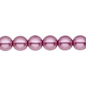 Bead, Czech pearl-coated glass druk, opaque lilac, 8mm round. Sold per 15-1/2" to 16" strand.