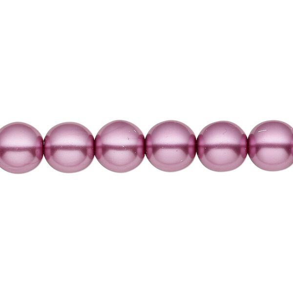 Bead, Czech pearl-coated glass druk, opaque lilac, 8mm round. Sold per 15-1/2" to 16" strand. image number 0